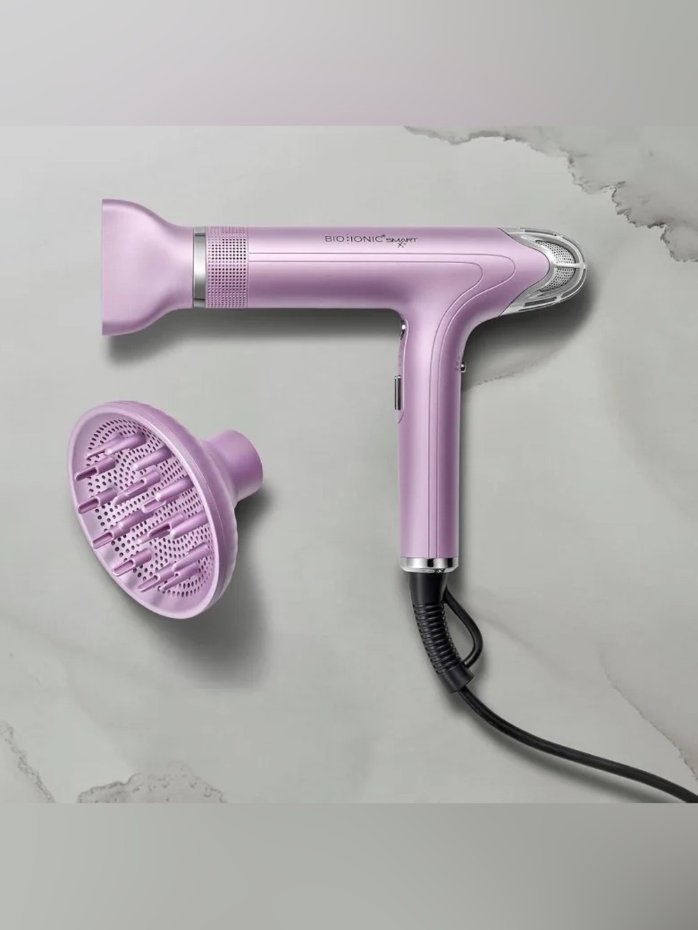 BioIonic SmartX Efficiency Hair Dryer w/diffuser&nozzle | Ltd ed amethyst | NIB